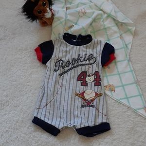 Whiskers Babies Vintage Baseball Romper Size 6-9MO